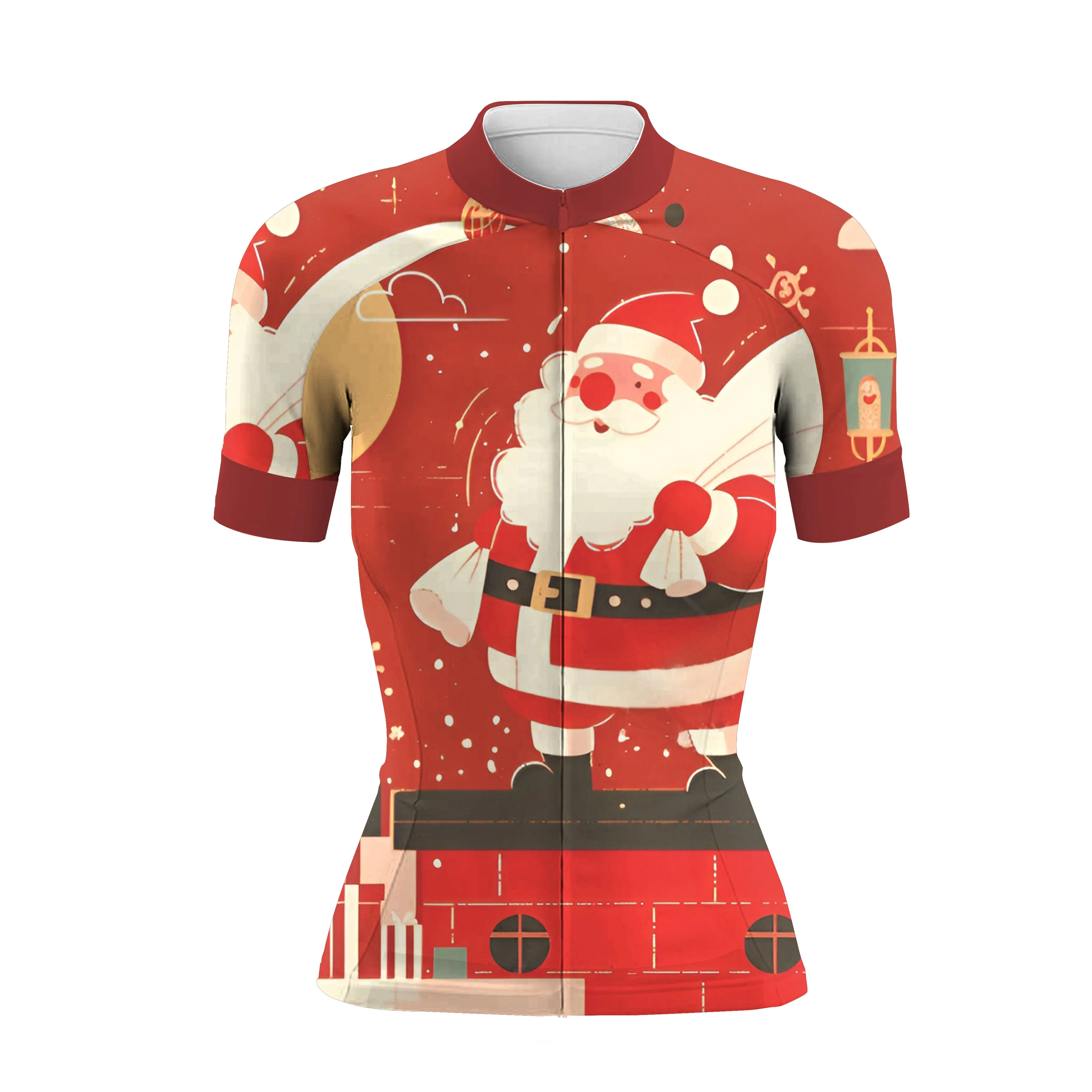 Santa Claus Delivering Gifts Under The Starry Sky Women's Short Sleeve Cycling Kit sold by RSSC Sports product image thumbnail 3
