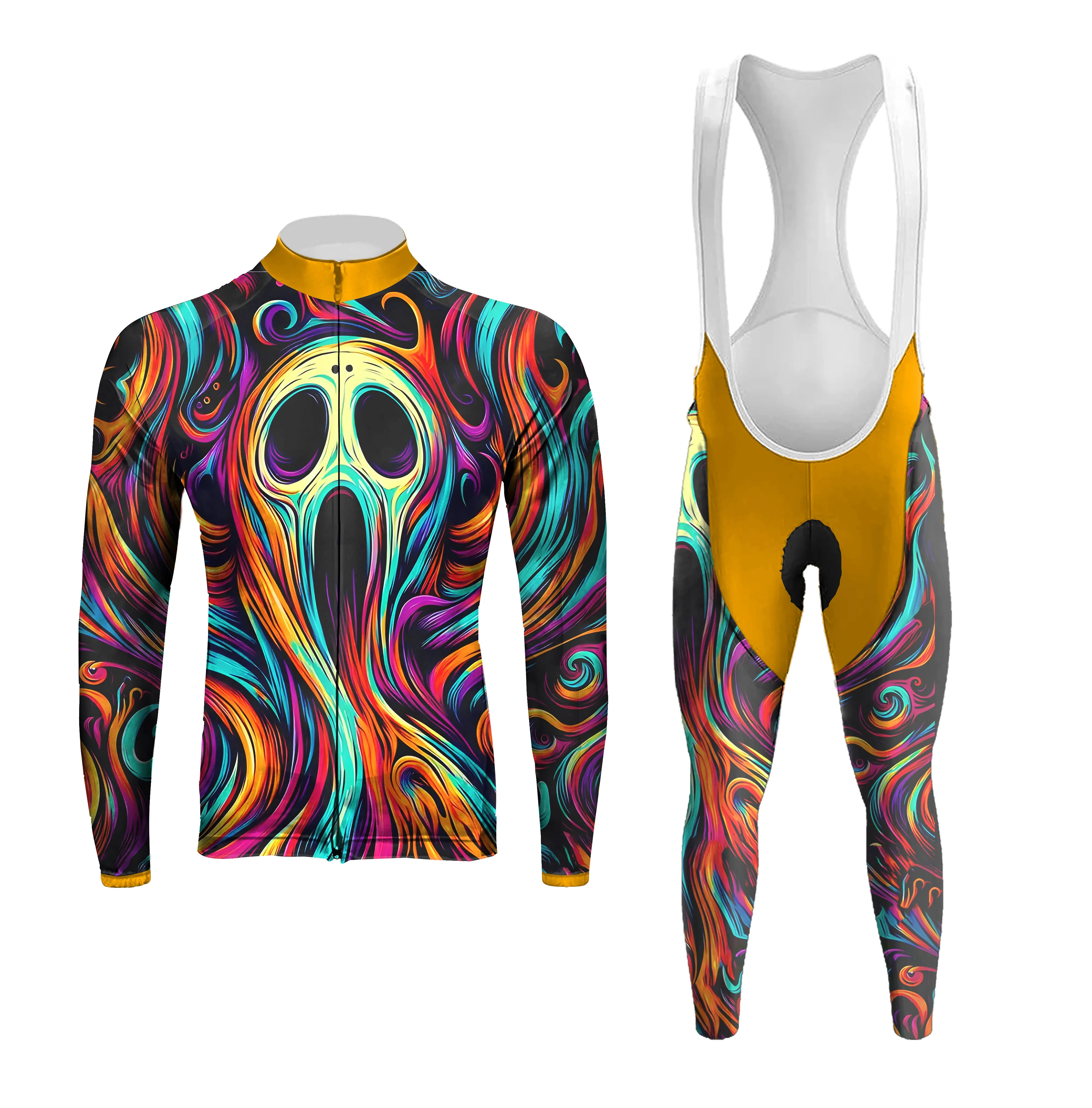 Skull Color Spirit Animal Illustration Men's Long Sleeve Cycling Kit sold by RSSC Sports