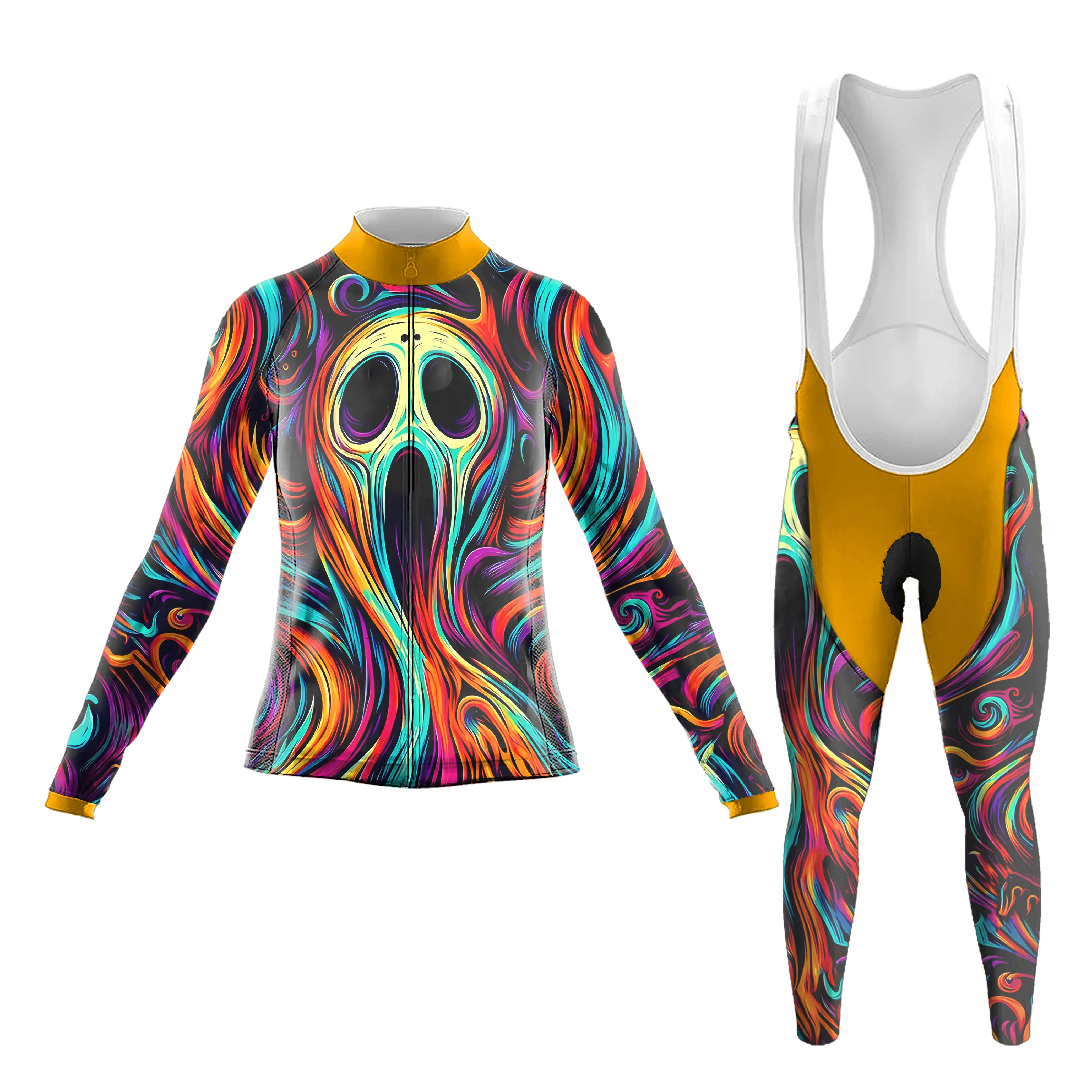 Skull Color Spirit Animal Illustration Women's Long Sleeve Cycling Kit sold by RSSC Sports
