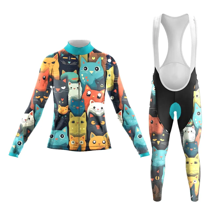 Cartoon Cat Women's Long Sleeve Cycling Kit sold by RSSC Sports