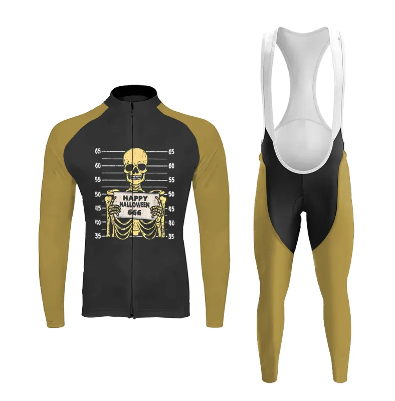 Skeleton Happy Halloween 666 Skull Bones Men's Long Sleeve Cycling Kit sold by RSSC Sports