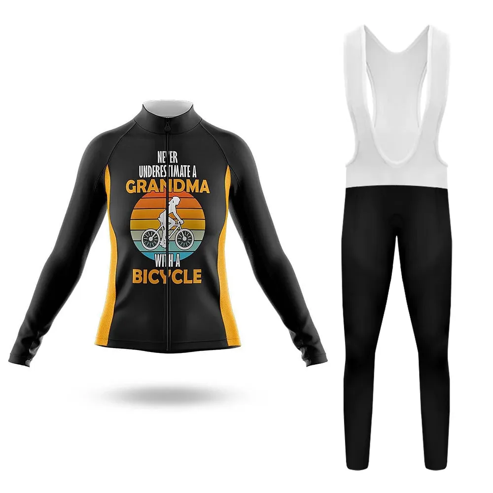 Never Underestimate A Grandma With A Bicyle Women's Long Sleeve Cycling Kit sold by RSSC Sports