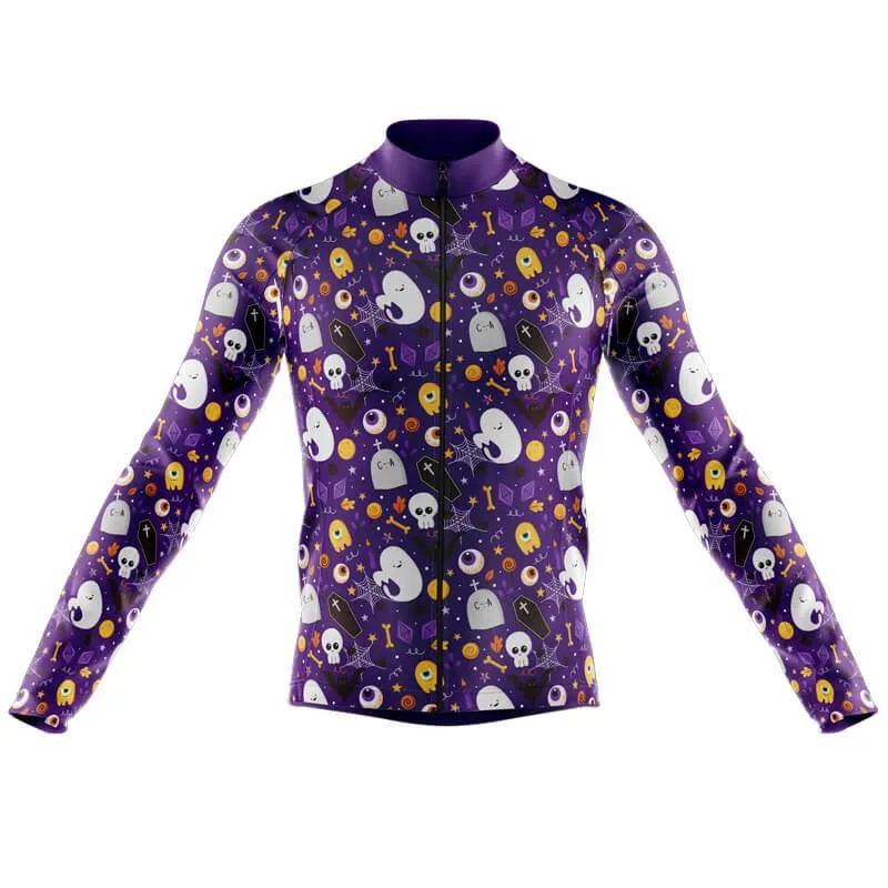 Halloween Ghost Bones Men's Long Sleeve Cycling Jersey sold by RSSC Sports