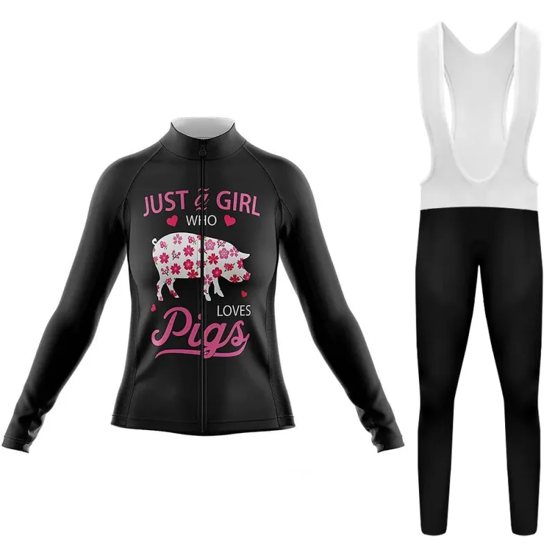 Just a Girl Who Loves Pigs Women's Long Sleeve Cycling Kit sold by RSSC Sports