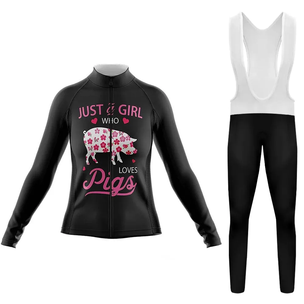 Just a Girl Who Loves Pigs Women's Long Sleeve Cycling Kit sold by RSSC Sports