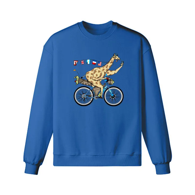 Giraffe riding a bikepacking bike Sweatshirt sold by RSSC Sports