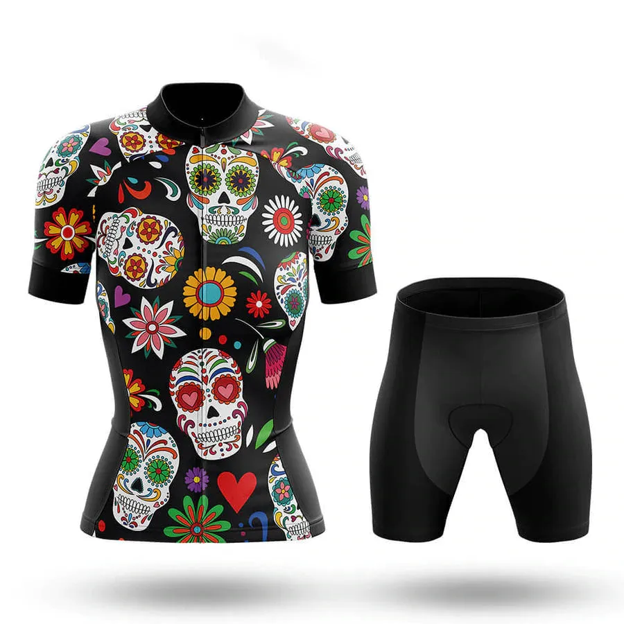 Colorful Sugar Skulls Women's Short Sleeve Cycling Kit sold by RSSC Sports