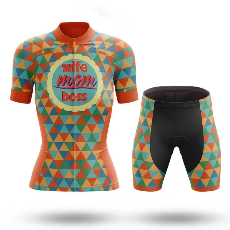 Wife Mom Boss Women's Short Sleeve Cycling Kit sold by RSSC Sports