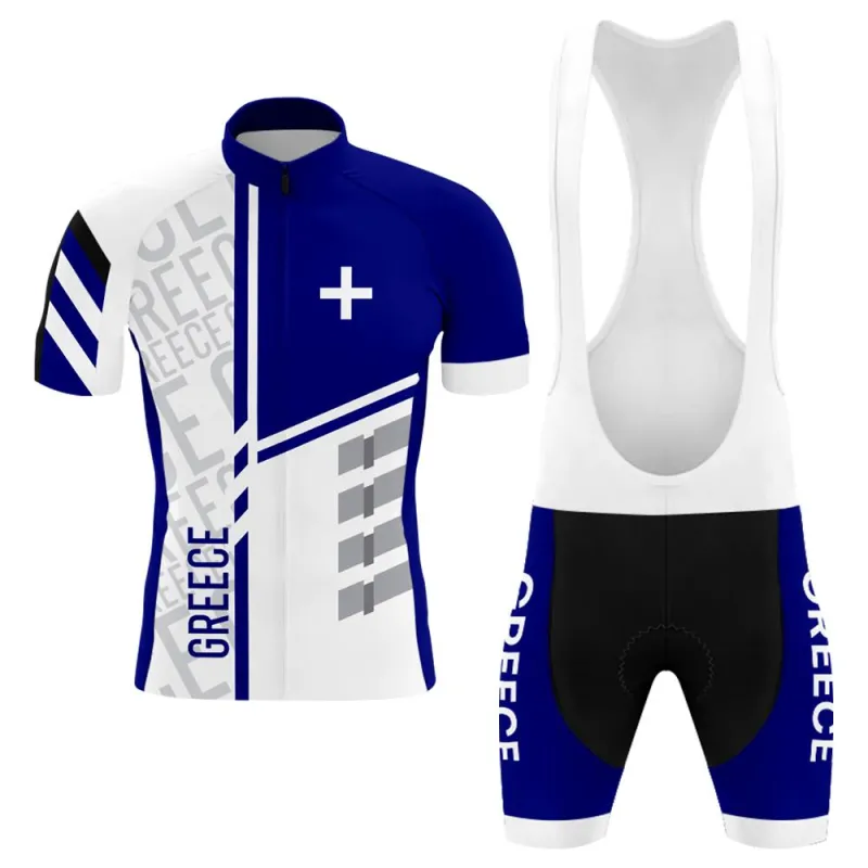 Greece Men's Short Sleeve Cycling Kit made by RSSC Sports