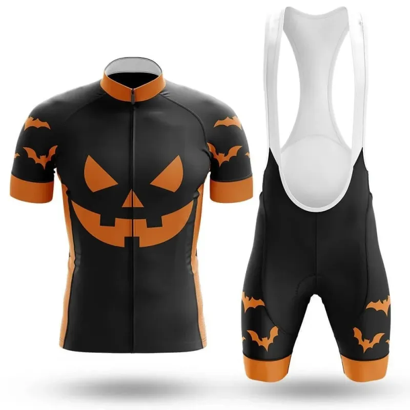 Halloween PUMPKIN FACE Men's Short Sleeve Cycling Kit made by RSSC Sports