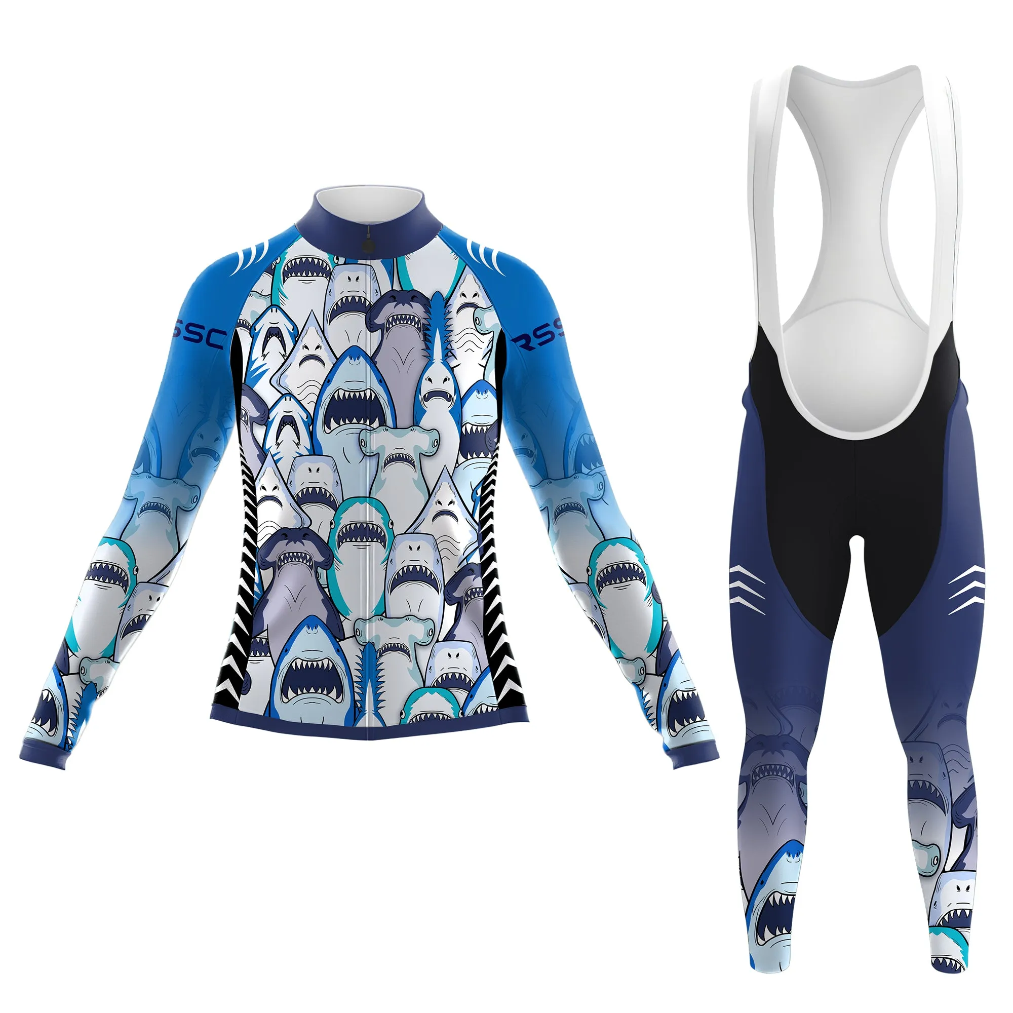 Shark Swarm Blue Women's Long Sleeve Cycling Kit sold by RSSC Sports