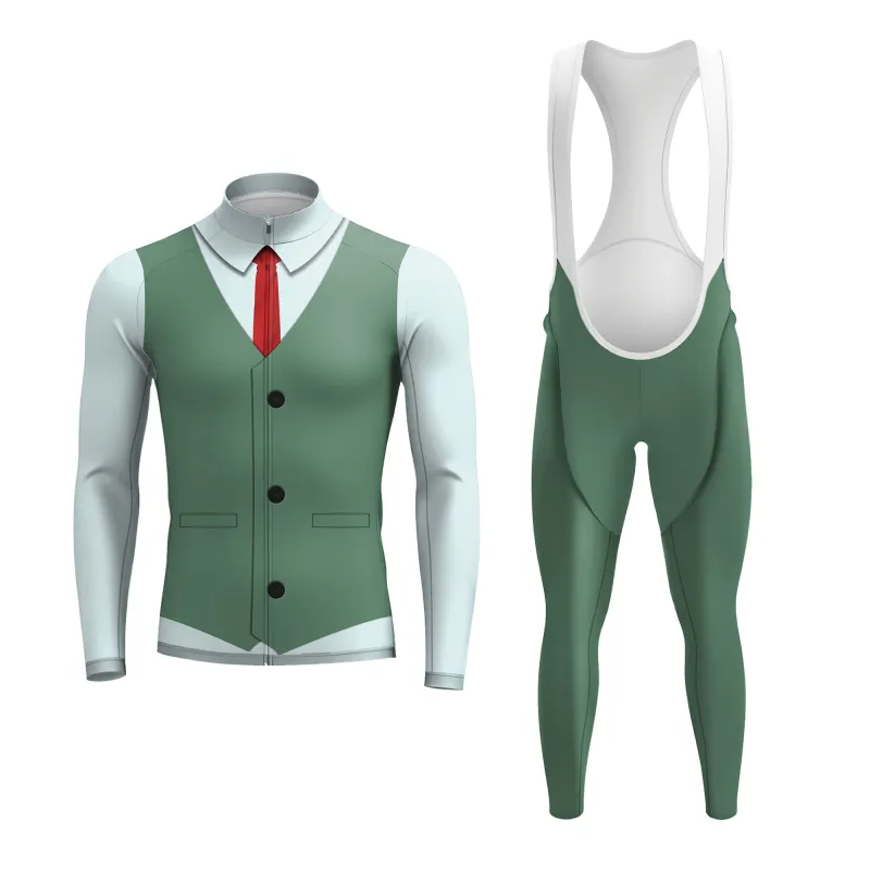 Elegant Thug Green Men's Long Sleeve Cycling Kit sold by RSSC Sports