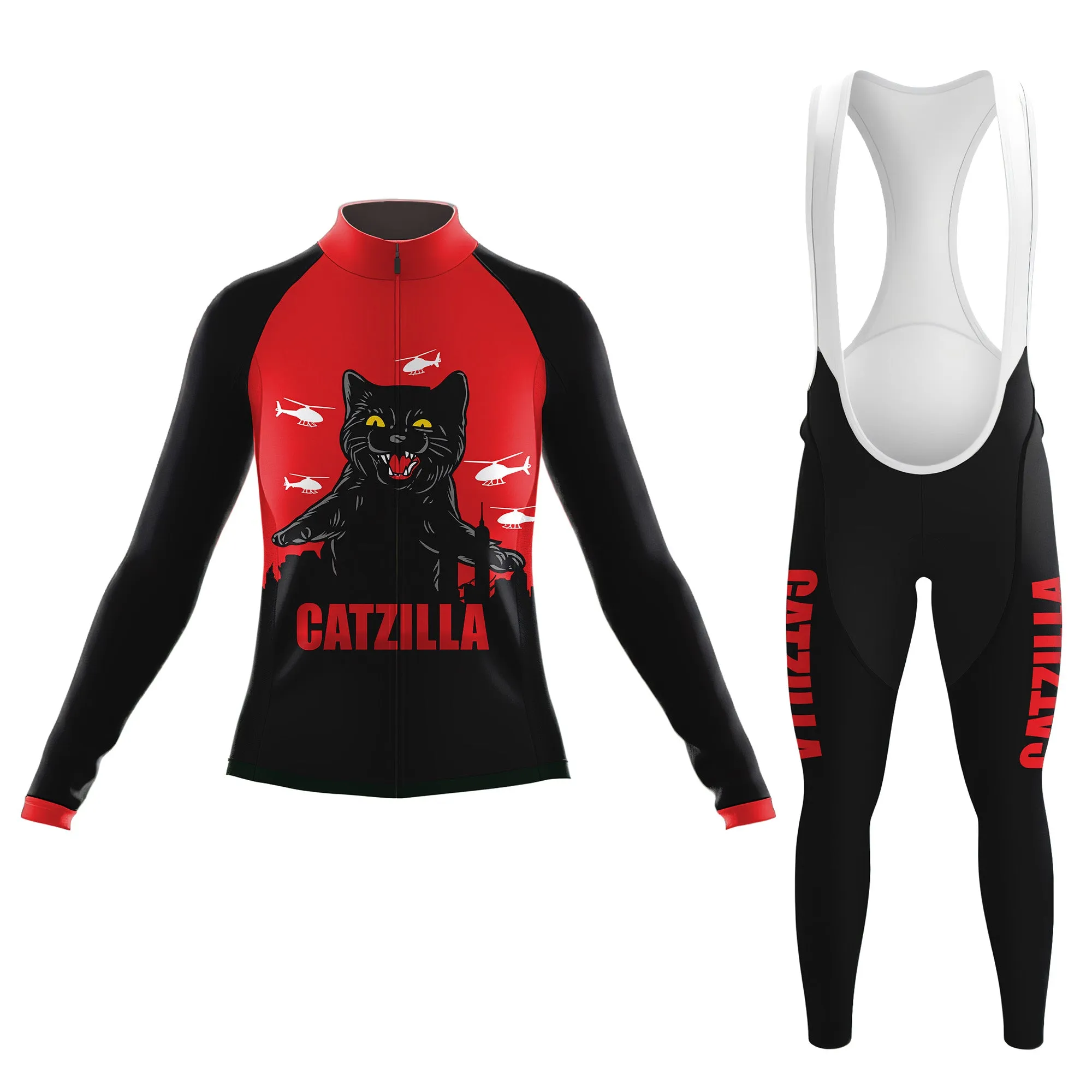 cat gatzilla Women's Long Sleeve Cycling Kit sold by RSSC Sports
