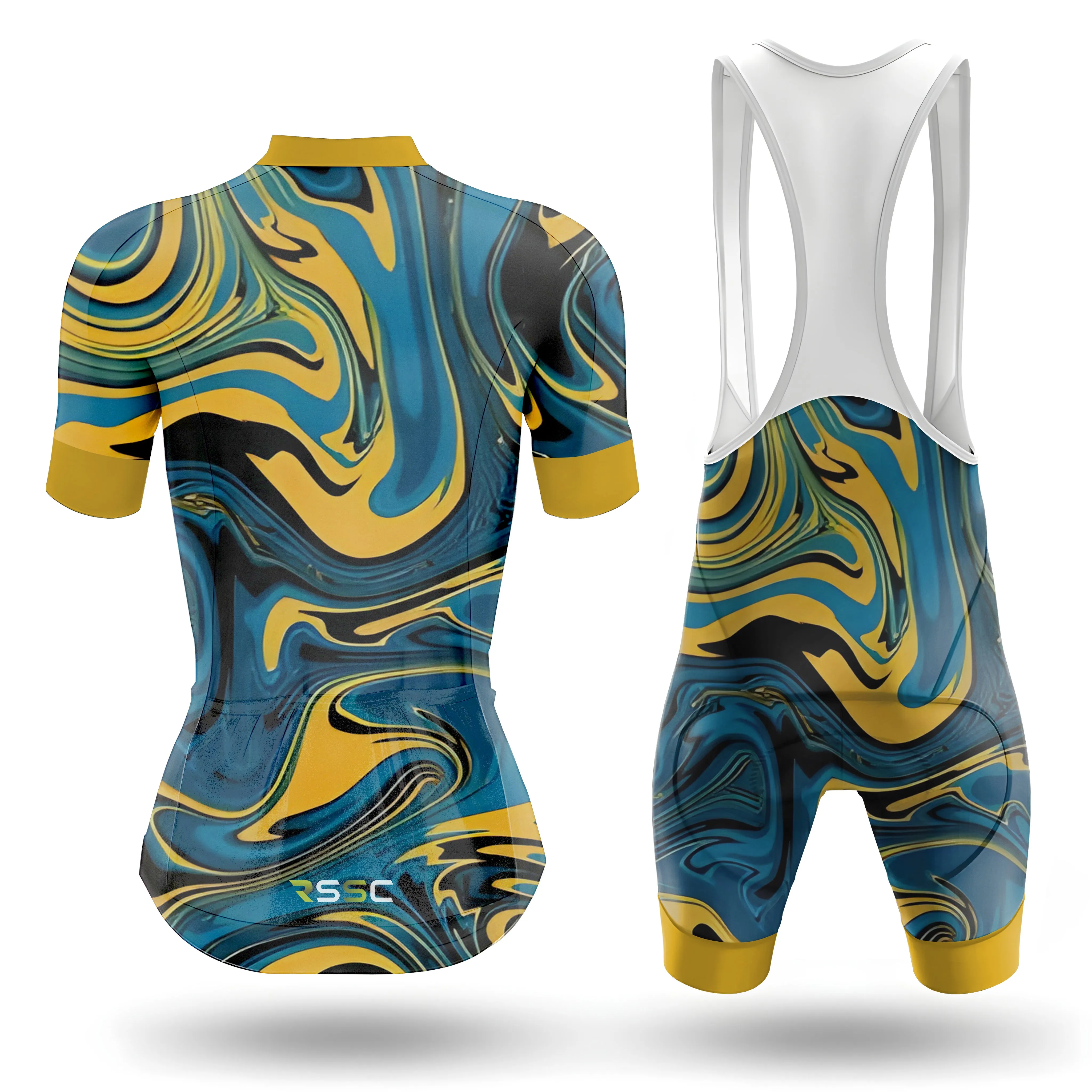 Yellow Blue Color Abstract Women's Short Sleeve Cycling Kit (Clearance Sale) sold by RSSC Sports product image thumbnail 2