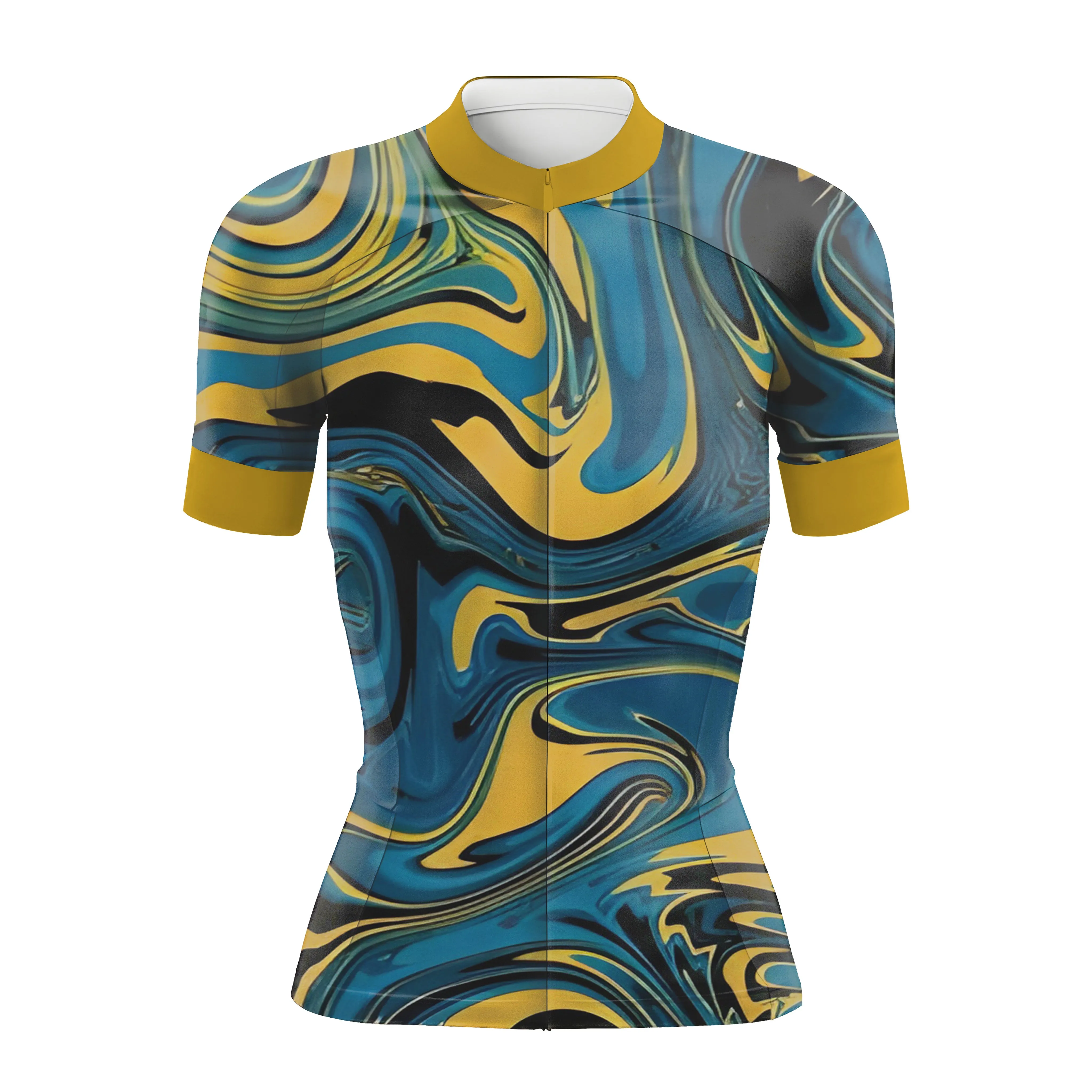 Yellow Blue Color Abstract Women's Short Sleeve Cycling Kit (Clearance Sale) sold by RSSC Sports product image thumbnail 3