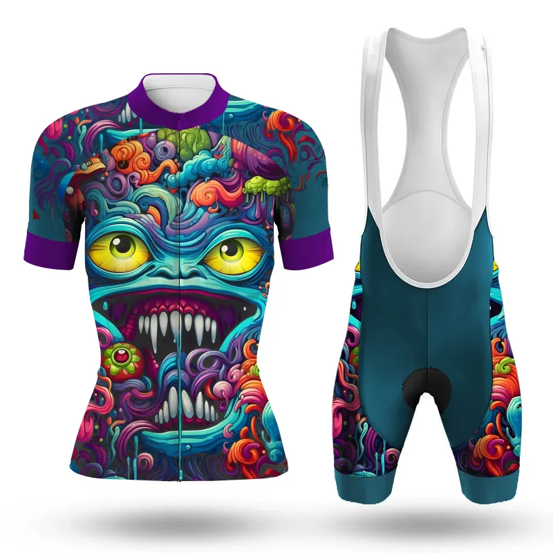 Abstract Graffiti Demon Doodle  Women's Short Sleeve Cycling Kit (Clearance Sale) sold by RSSC Sports