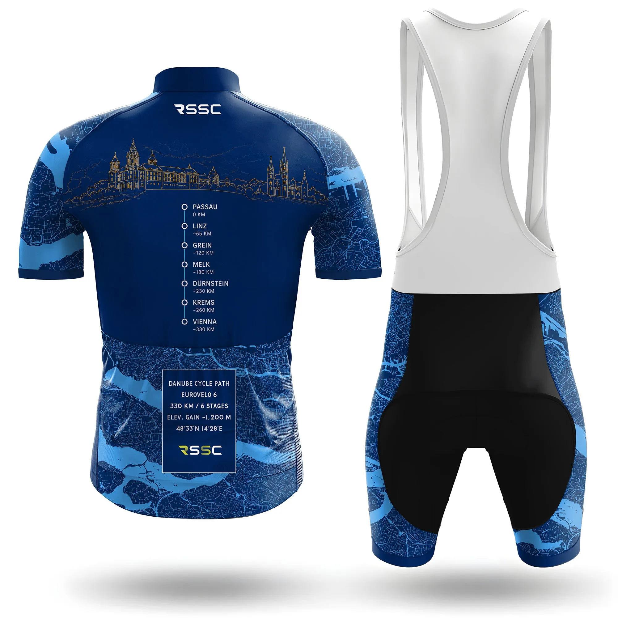 Along the Danube Men's Short Sleeve Cycling Kit sold by RSSC Sports product image thumbnail 2