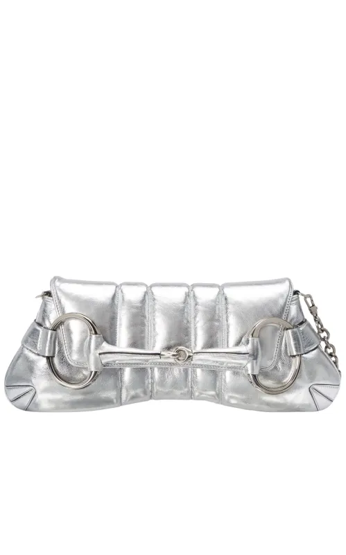 Gucci Silver Horsebit Chain Medium Shoulder Bag sold by Runaway Catalog