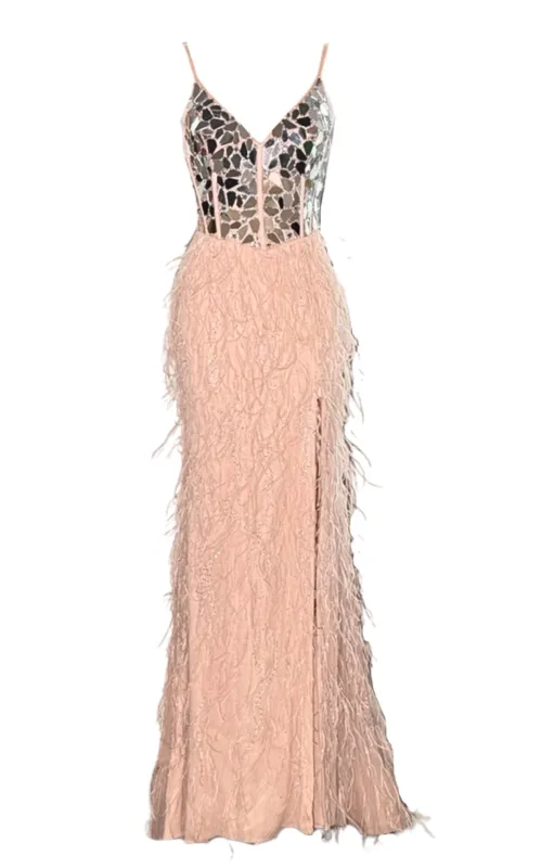 Mirror Fragment Corset Bodice Maxi Formal Gown Dress sold by Runaway Catalog