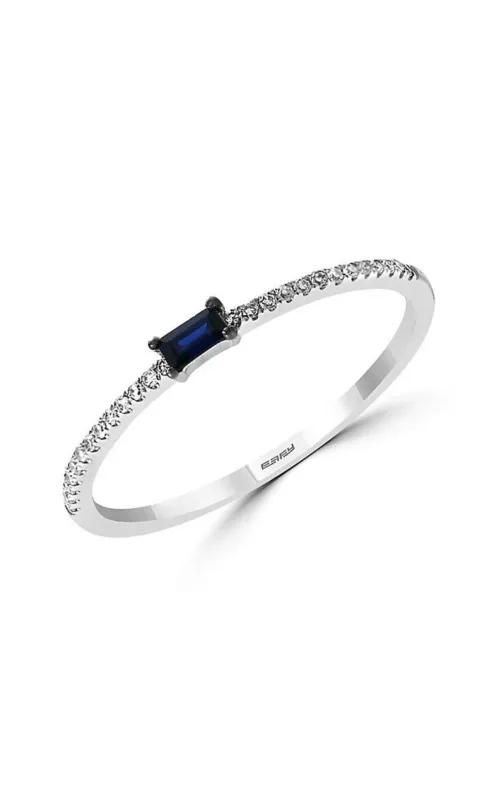 Royale Bleu 14K White Gold Natural Sapphire 0.08 CT. T.W. Diamond Ring Size 7 sold by Runaway Catalog