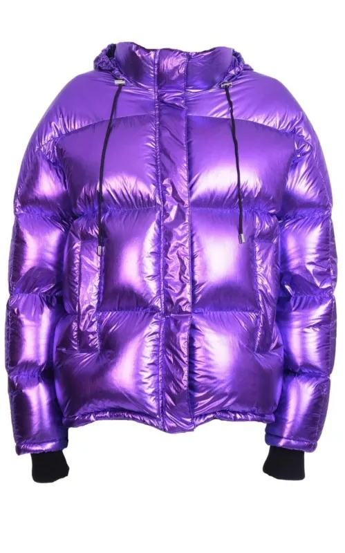 Viola Metallic Puffer Jacket in Shiny Polyamide made by Runaway Catalog