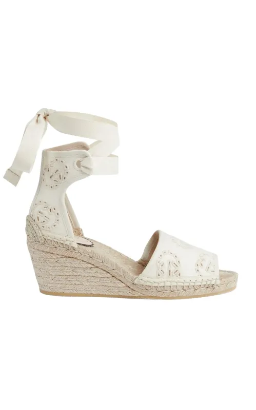 Gucci Interlocking G Platform Espadrilles in Ivory Canvas Ribbon Tie sold by Runaway Catalog