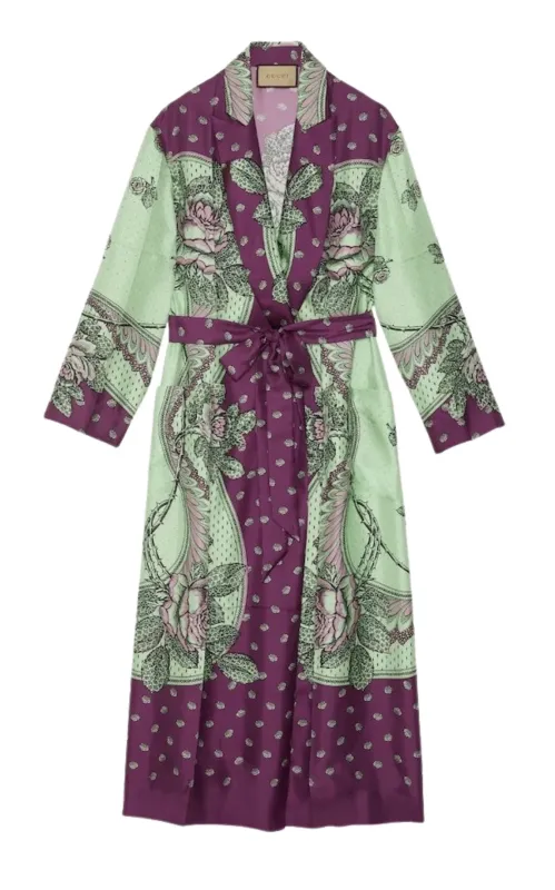 Green Paisley Print Silk Robe sold by Runaway Catalog