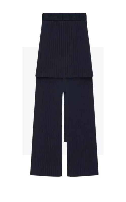 Layered-Skirt Flared-Leg Mid-Rise Wool Trousers sold by Runaway Catalog