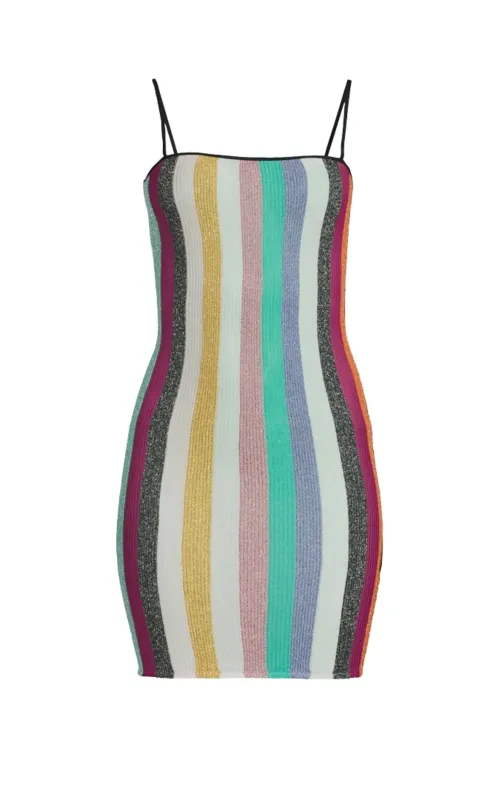 Short Sleeveless Lame Rib Knit Dress sold by Runaway Catalog