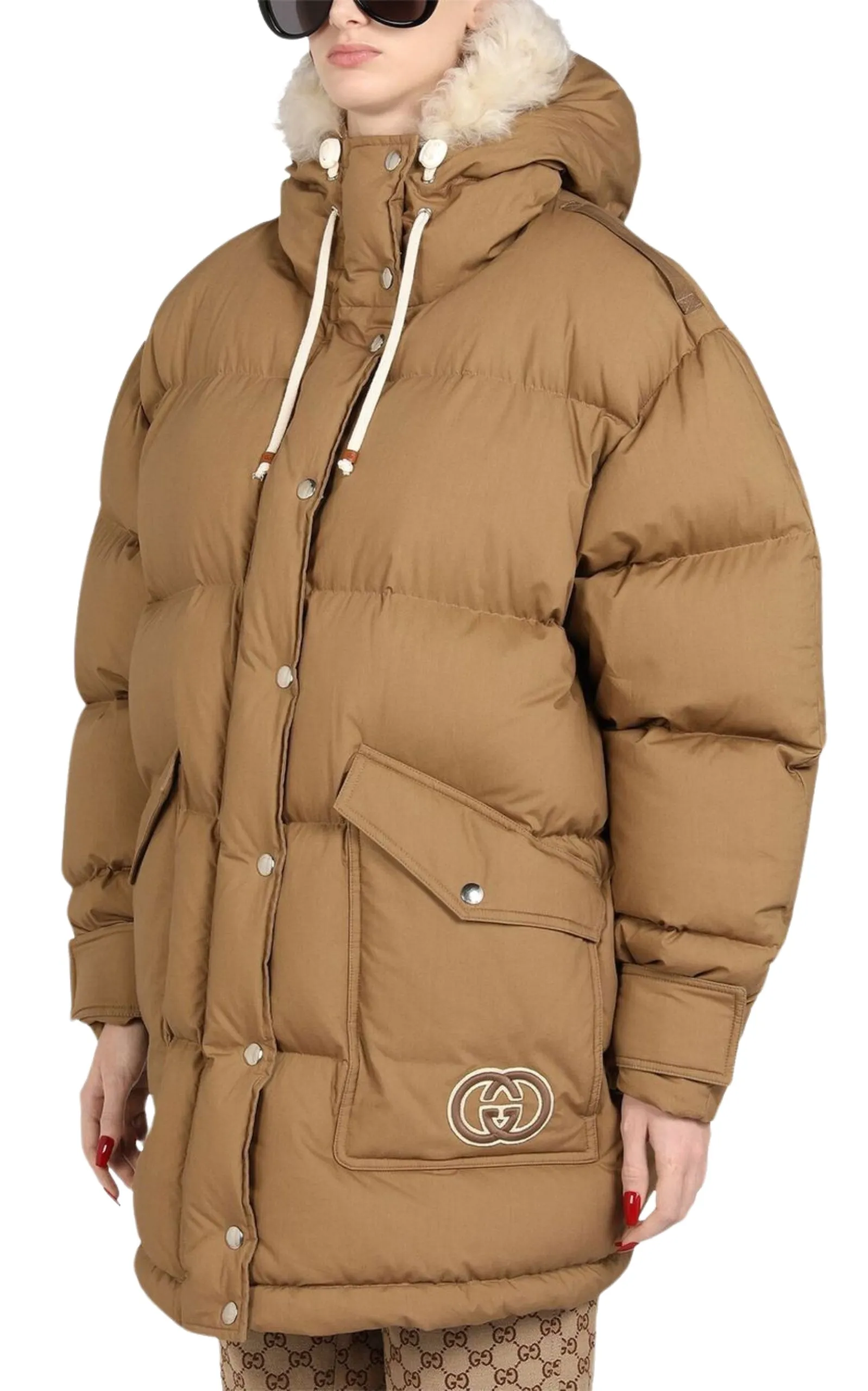 Gucci Padded Puffer Jacket with Faux Fur Hood in Sand sold by Runaway Catalog product image thumbnail 2