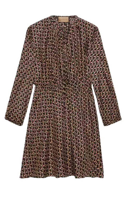 Interlocking G Chain Print Silk Dress sold by Runaway Catalog