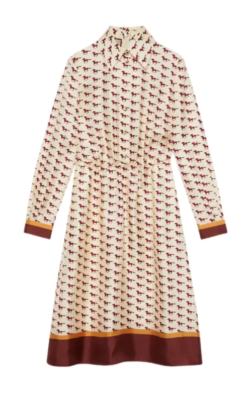 Diagonal Horses Print Silk Dress sold by Runaway Catalog