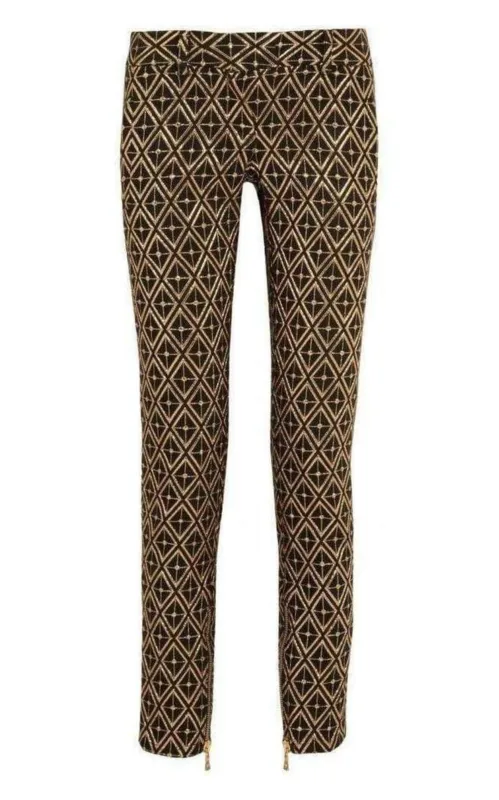Balmain Metallic Jacquard Skinny Pants in Black and Gold sold by Runaway Catalog