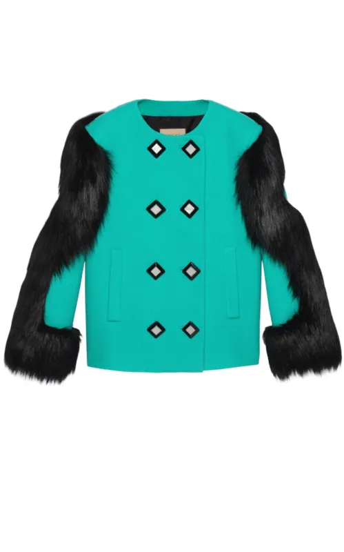 Faux Fur-trimmed Wool Jacket sold by Runaway Catalog