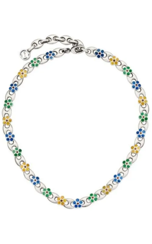Blue Enamel Flower Necklace sold by Runaway Catalog