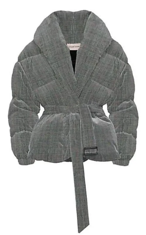 Checked Stretch-Wool Puffer Jacket sold by Runaway Catalog