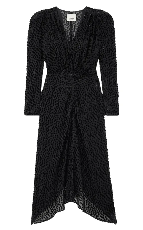 Maray Metallic Printed Silk Midi Dress sold by Runaway Catalog