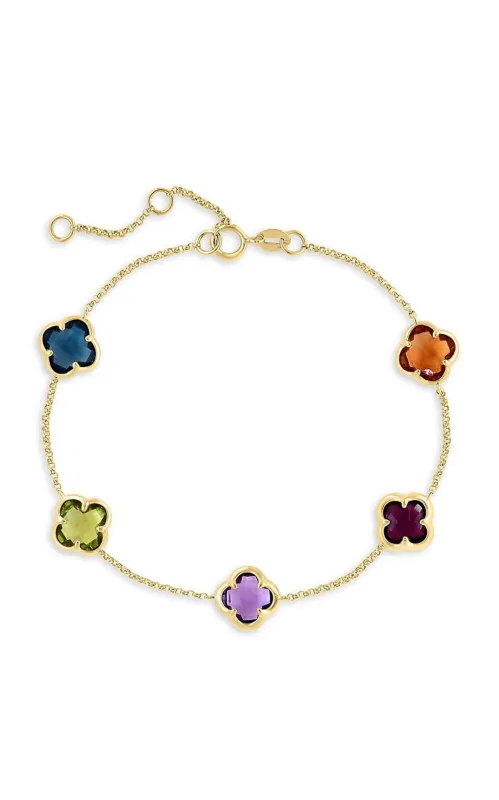 Multi-Gemstone Clover Link Bracelet (6-3/4 ct. t.w.) in 14k Gold made by Effy