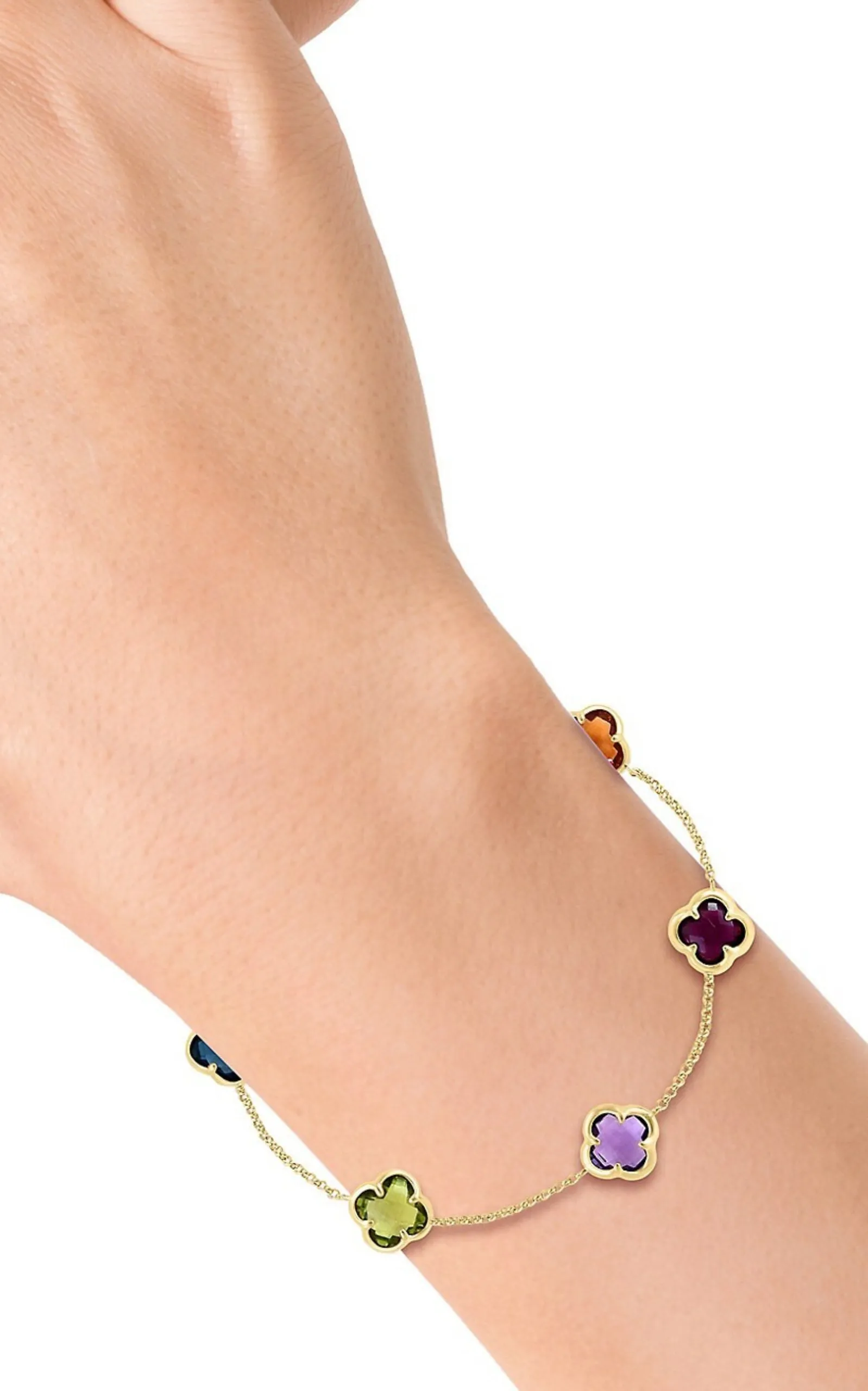 Multi-Gemstone Clover Link Bracelet (6-3/4 ct. t.w.) in 14k Gold sold by Runaway Catalog product image thumbnail 2