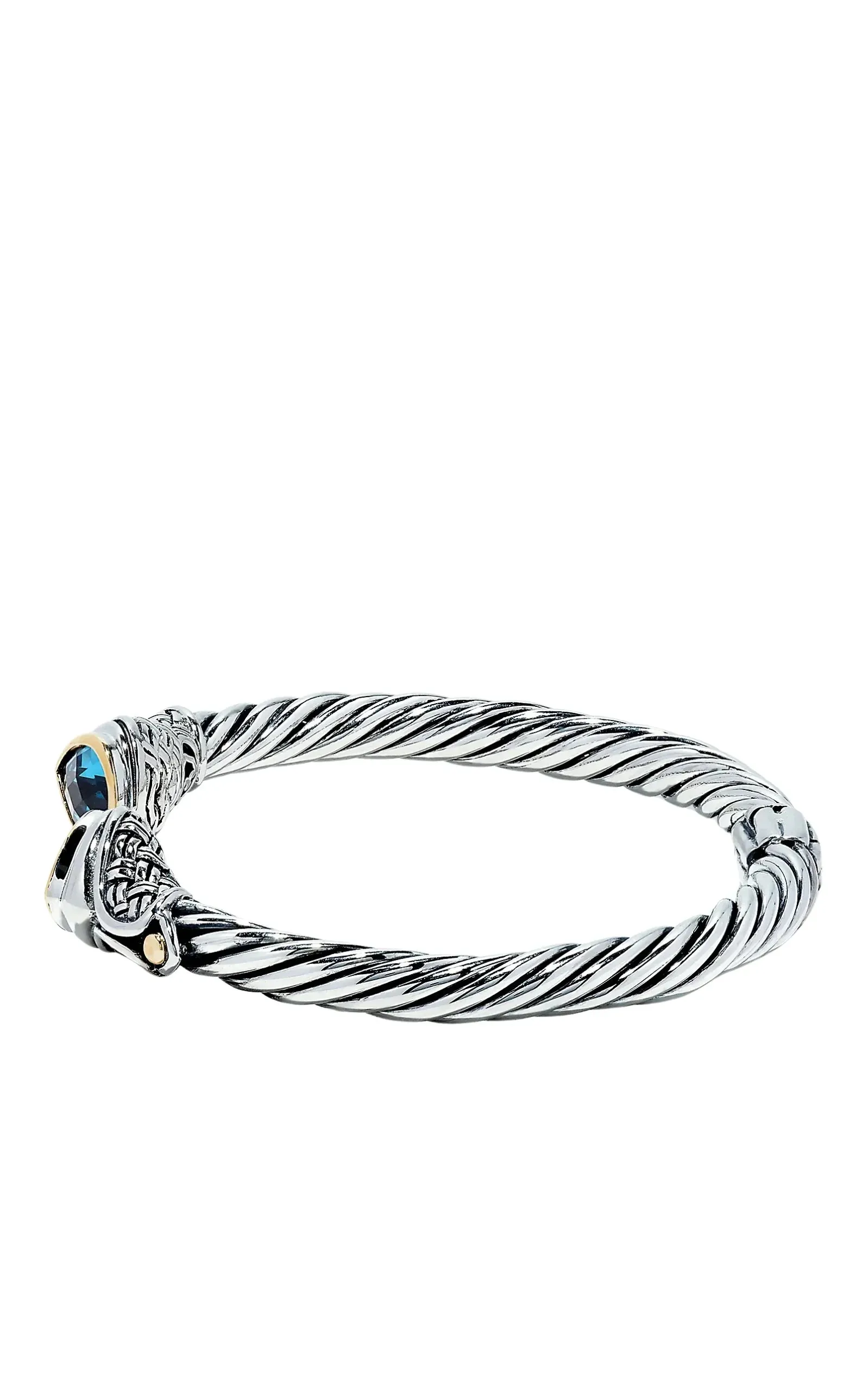925 Sterling Silver & 18K Gold Blue Accented Topaz Bangle, 5.20 TCW sold by Runaway Catalog product image thumbnail 3