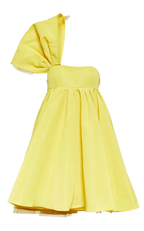 Asymmetric Flared One-Shoulder Mini Yellow Dress sold by Runaway Catalog