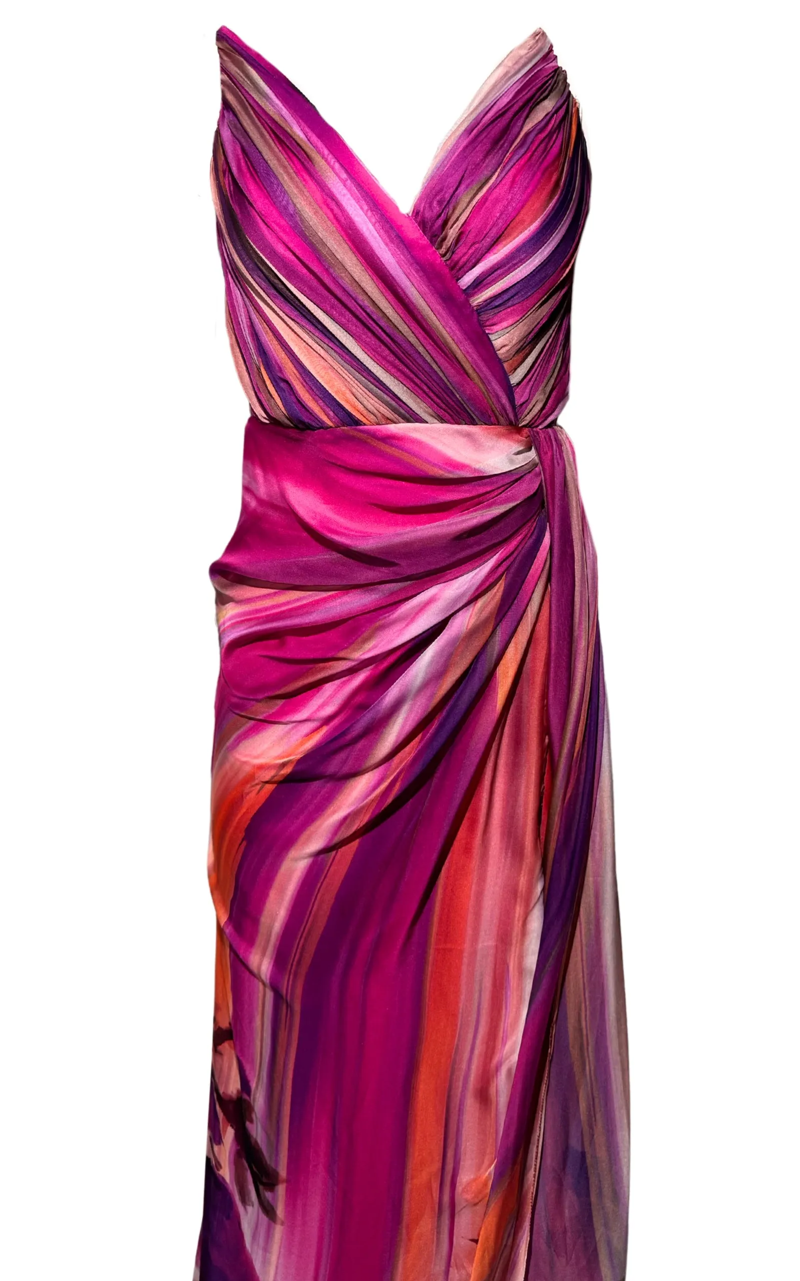 Strapless Chiffon Fuchsia Prom Gown with Slit sold by Runaway Catalog product image thumbnail 2