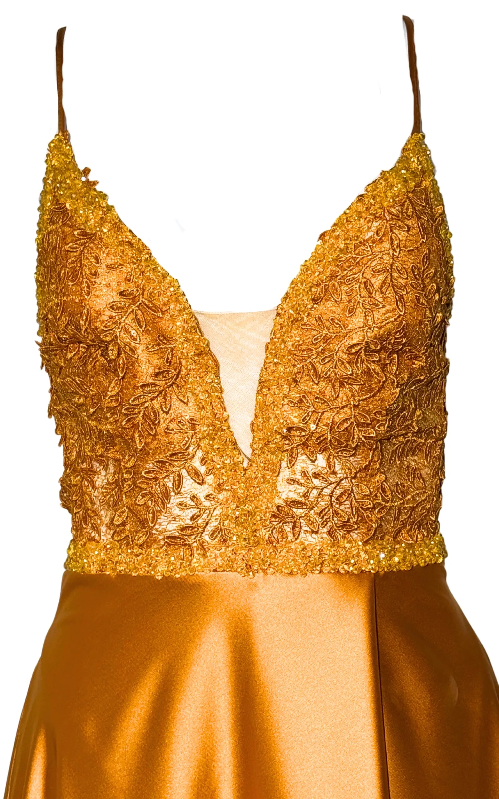 Yellow Long Prom Ball Gown with V-Neck and Open Back sold by Runaway Catalog product image thumbnail 3