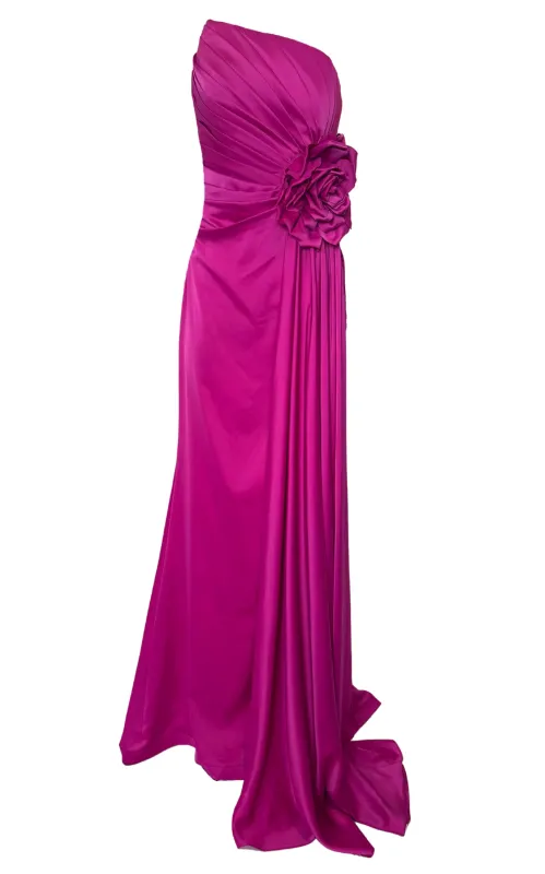 Strapless Asymmetric Fuchsia Prom Dress sold by Runaway Catalog