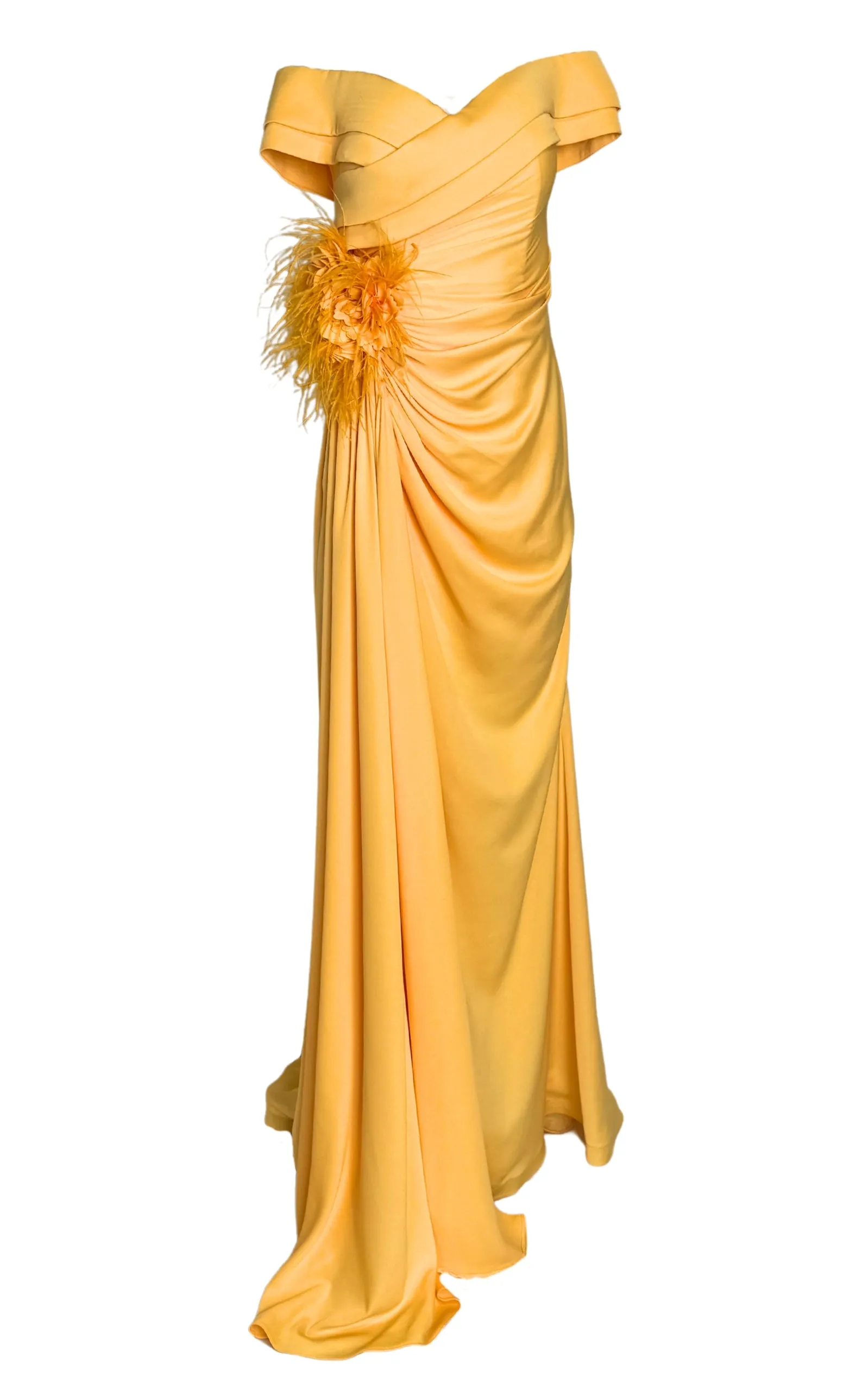 Off Shoulder Boat Neck Yellow Cocktail Prom Dress sold by Runaway Catalog