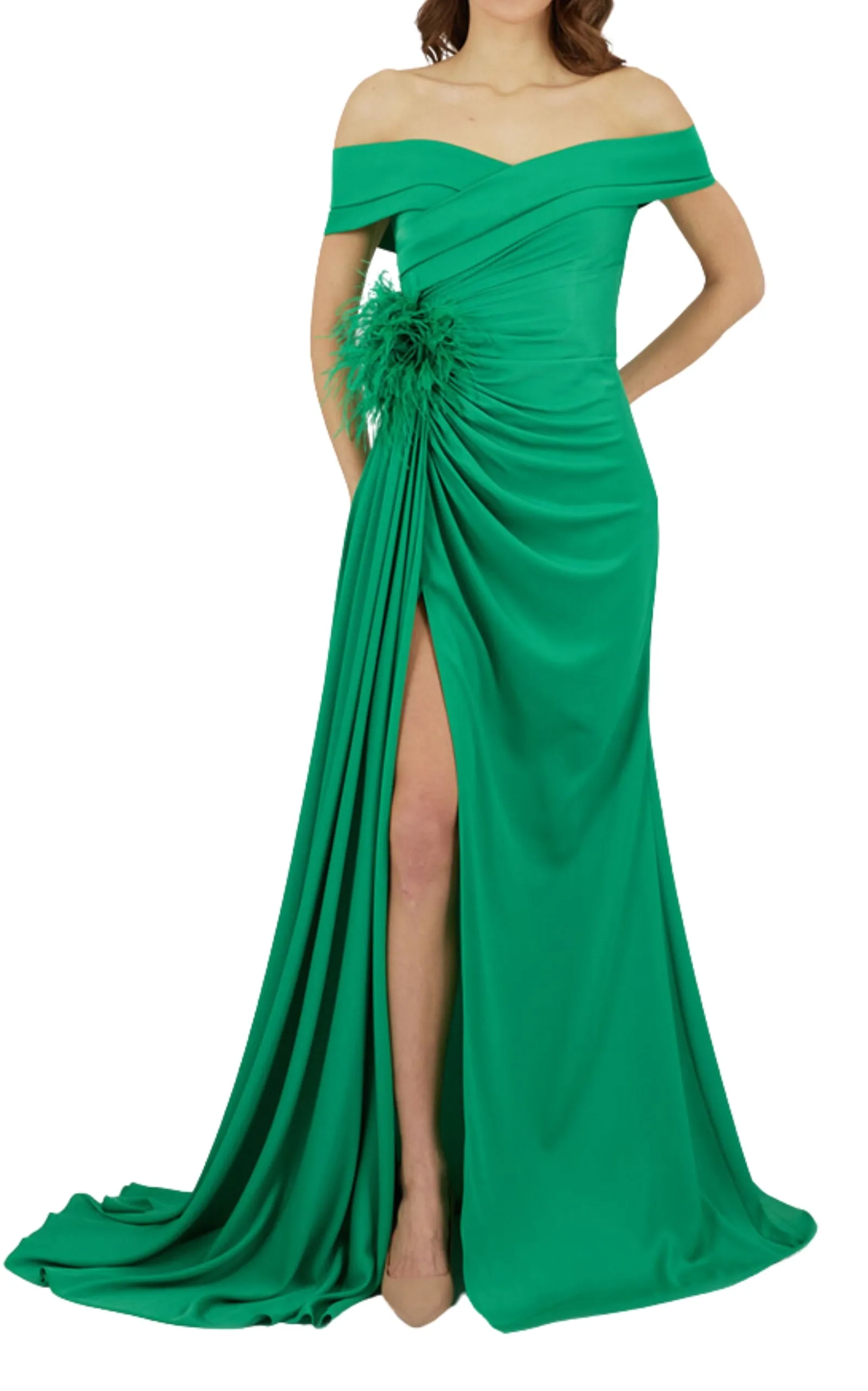 Off Shoulder Boat Neck Green Cocktail Prom Dress sold by Runaway Catalog product image thumbnail 2