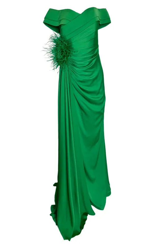 Off Shoulder Boat Neck Green Cocktail Prom Dress sold by Runaway Catalog