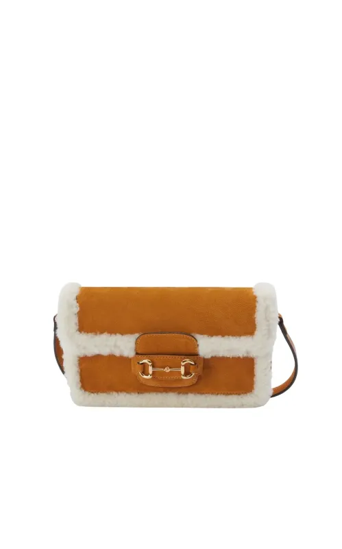1955 Horsebit Suede Tote Bag with Shearling-Trim made by Gucci