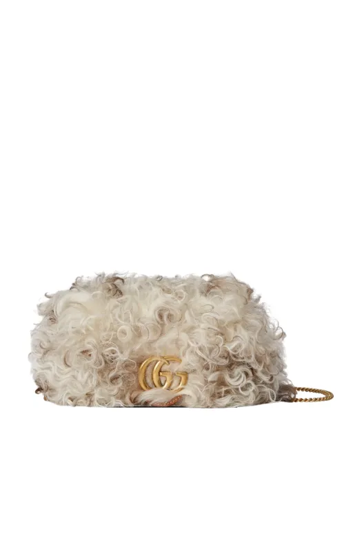 Marmont Super Mini Shearling Bag in White sold by Runaway Catalog
