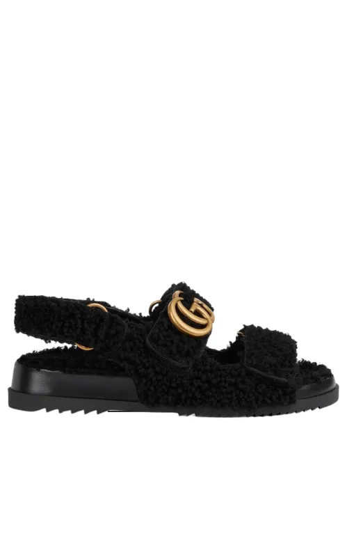 Double G Merino Wool Sandals in Black sold by Runaway Catalog